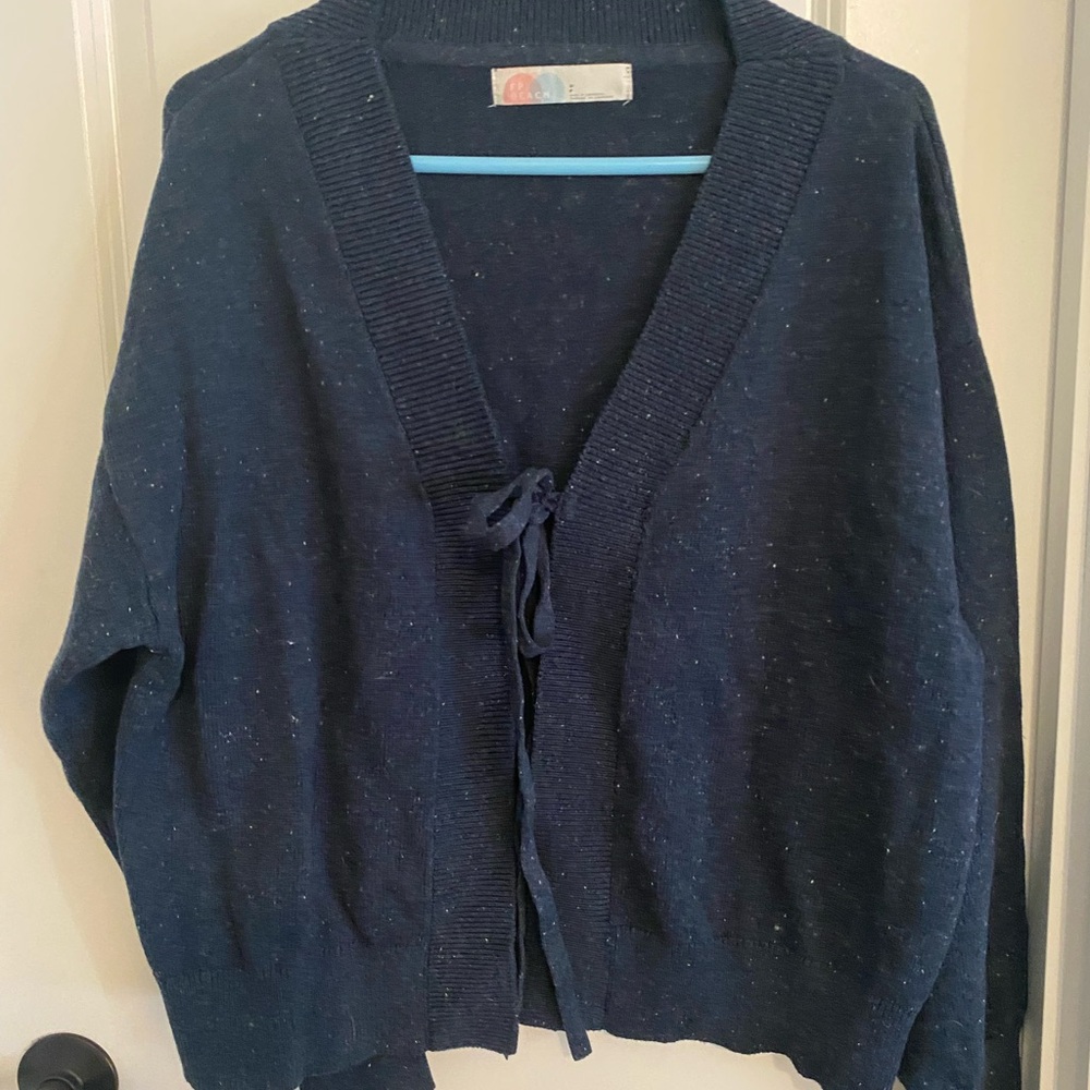 Free People Heather Speckled Blue Solar Cardigan Sweater